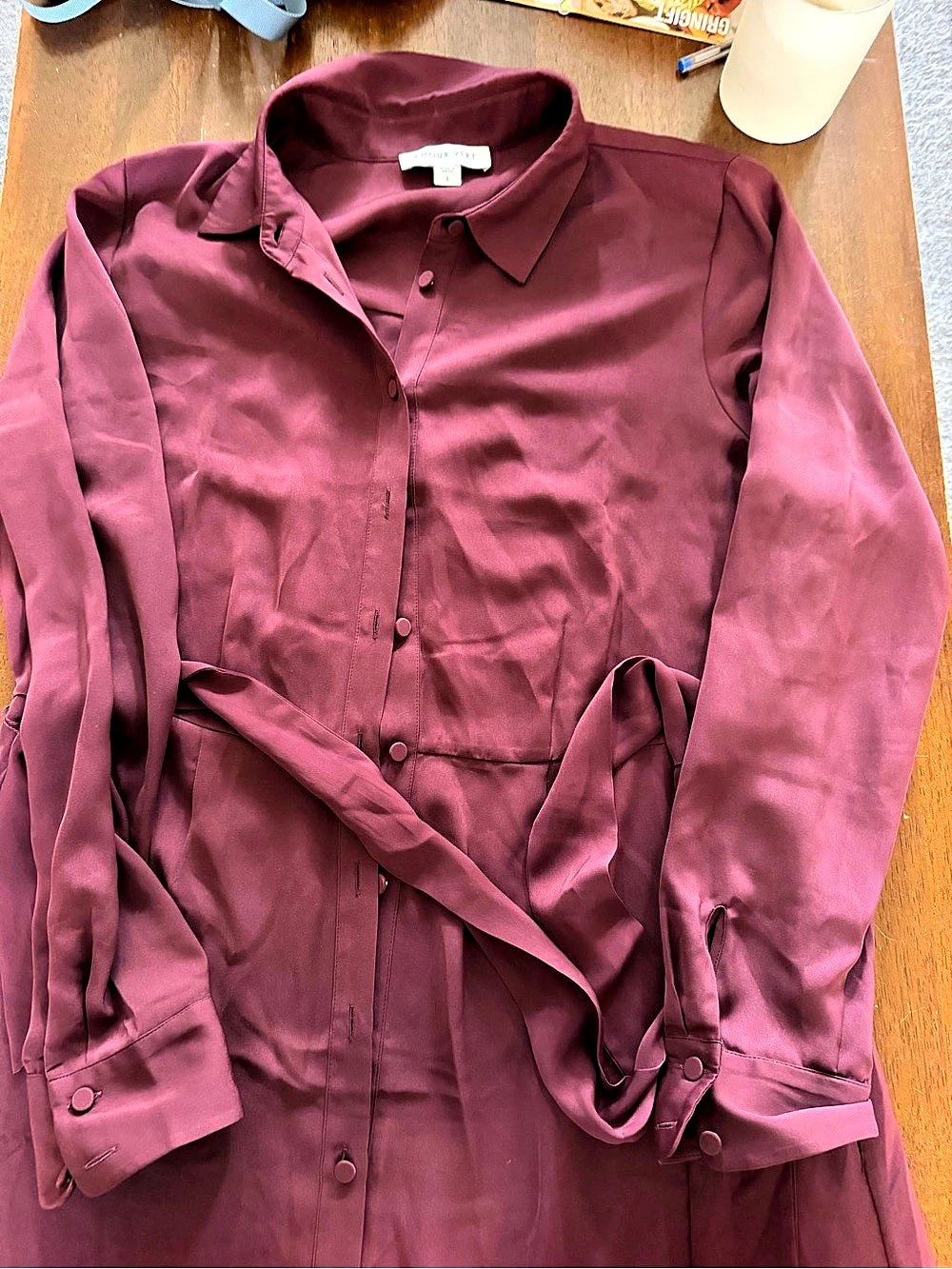 AMOUR VERT Long Sleeve Shirt Dress in Purple Size large Like New